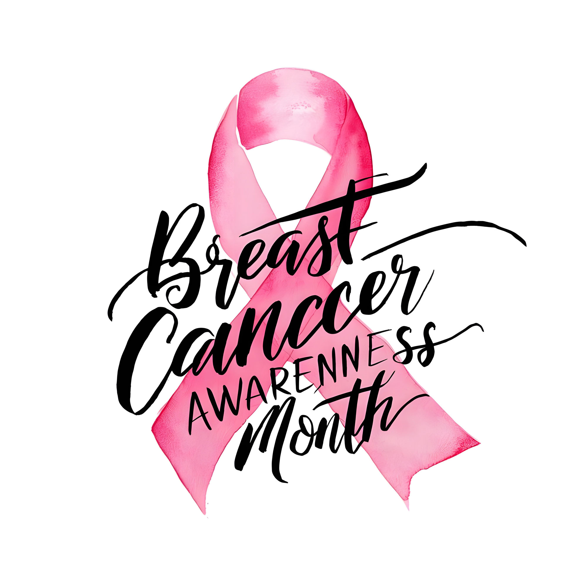 pink ribbon that says breast cancer month